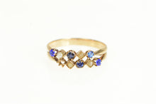 Load image into Gallery viewer, 14K Victorian Seed Pearl Sim. Sapphire Layered Ring Yellow Gold