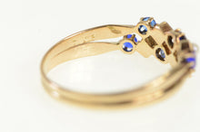 Load image into Gallery viewer, 14K Victorian Seed Pearl Sim. Sapphire Layered Ring Yellow Gold