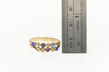 Load image into Gallery viewer, 14K Victorian Seed Pearl Sim. Sapphire Layered Ring Yellow Gold
