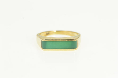 14K Squared Aventurine Inlay Stackable Statement Ring Yellow Gold