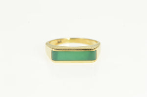 14K Squared Aventurine Inlay Stackable Statement Ring Yellow Gold