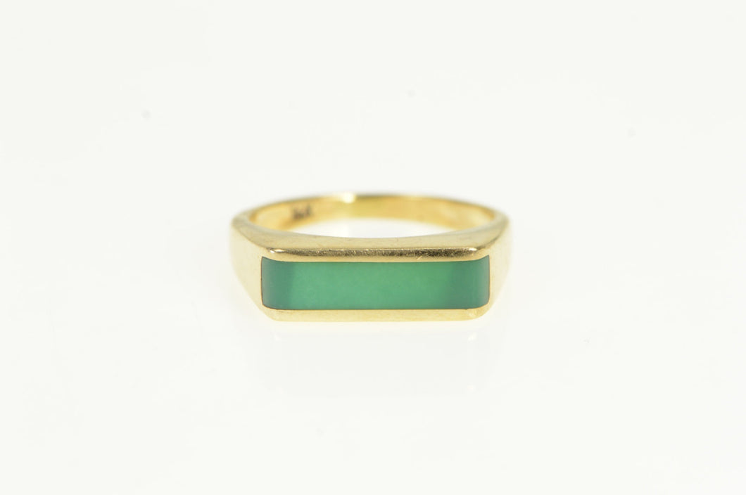 14K Squared Aventurine Inlay Stackable Statement Ring Yellow Gold