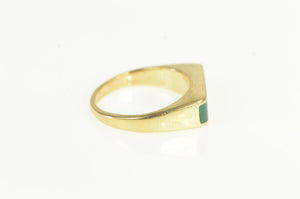 14K Squared Aventurine Inlay Stackable Statement Ring Yellow Gold