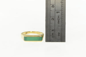 14K Squared Aventurine Inlay Stackable Statement Ring Yellow Gold