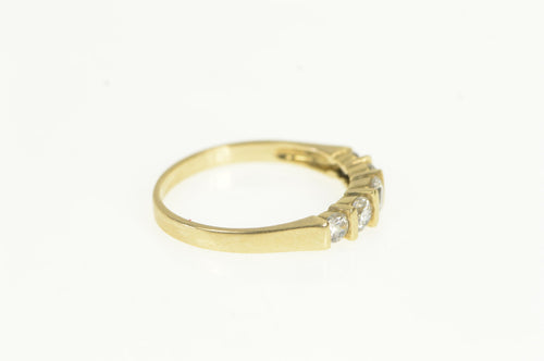 14K Five Stone Classic Vintage CZ Wedding Band Ring Yellow Gold