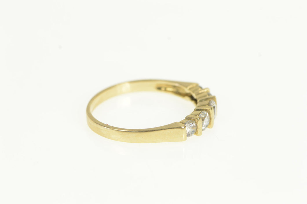 14K Five Stone Classic Vintage CZ Wedding Band Ring Yellow Gold
