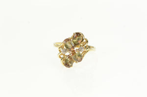 14K Color Change Garnet Diamond Cluster Accent Ring Yellow Gold