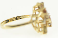 Load image into Gallery viewer, 14K Color Change Garnet Diamond Cluster Accent Ring Yellow Gold
