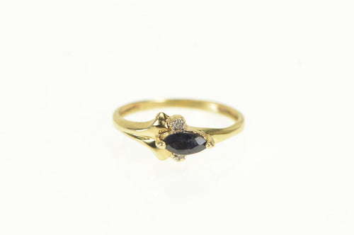 10K Marquise Sapphire Diamond Accent Vintage Ring Yellow Gold