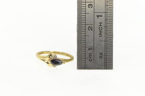10K Marquise Sapphire Diamond Accent Vintage Ring Yellow Gold