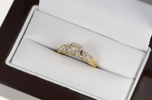 10K 1940's Classic Diamond Promise Valentine's Ring Yellow Gold