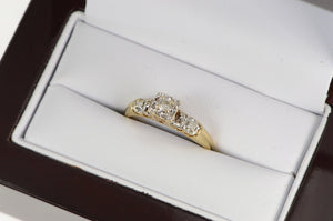 10K 1940's Classic Diamond Promise Valentine's Ring Yellow Gold