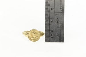 14K Cherub Baby Angel St Raphael Protection Ring Yellow Gold