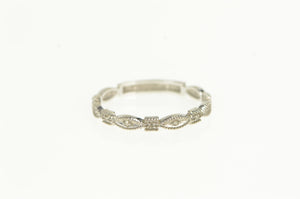 14K Diamond Milgrain Granulated Wedding Band Ring White Gold