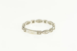 14K Diamond Milgrain Granulated Wedding Band Ring White Gold