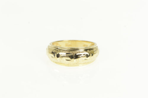 14K Domed Greek Wave Pattern Graduated Ring Yellow Gold