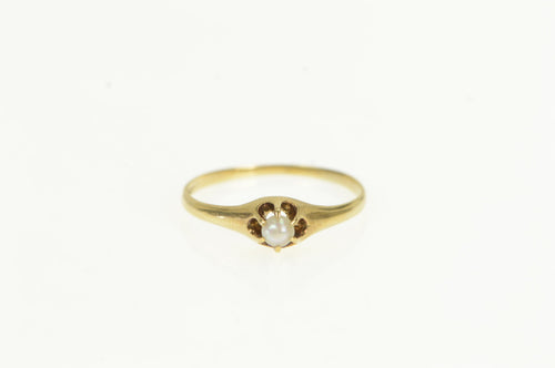 14K Victorian Seed Pearl Antique Classic Vintage Ring Yellow Gold