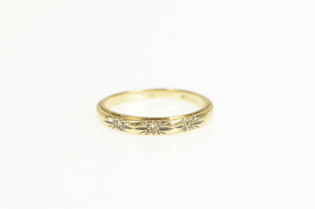 14K 1950's Classic Diamond Wedding Band Ring Yellow Gold