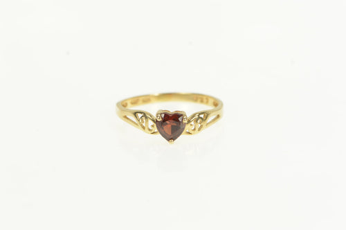 10K Heart Cut Garnet Valentine Romantic Love Ring Yellow Gold