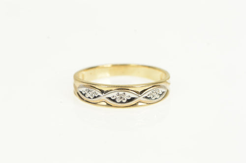 10K Retro Diamond Vintage Classic Wedding Band Ring Yellow Gold