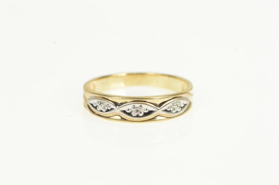 10K Retro Diamond Vintage Classic Wedding Band Ring Yellow Gold