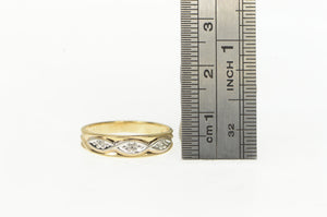 10K Retro Diamond Vintage Classic Wedding Band Ring Yellow Gold