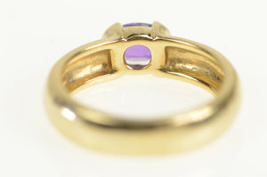 14K Vintage Oval Amethyst Solitaire Statement Ring Yellow Gold