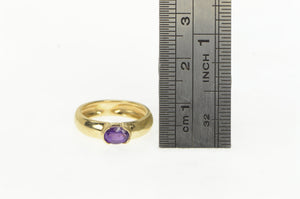 14K Vintage Oval Amethyst Solitaire Statement Ring Yellow Gold