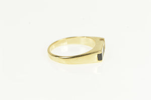 14K Black Onyx Diamond Squared Vintage Ring Yellow Gold