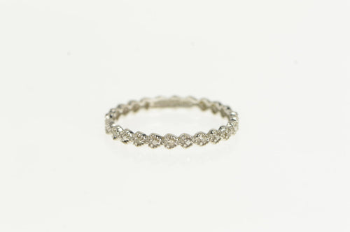 14K Diamond Milgrain Granulated Wedding Band Ring White Gold
