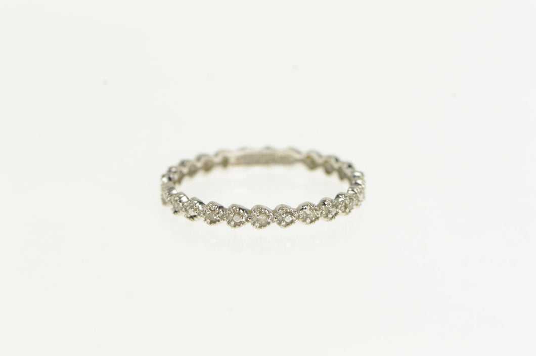 14K Diamond Milgrain Granulated Wedding Band Ring White Gold