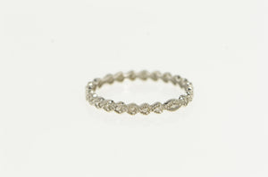 14K Diamond Milgrain Granulated Wedding Band Ring White Gold