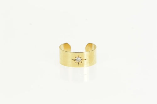 14K Diamond Inset North Star Open Back Toe Ring Yellow Gold