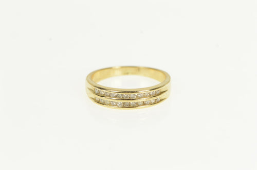 10K Diamond Tiered Channel Wedding Band Ring Yellow Gold