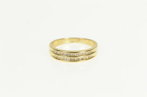 10K Diamond Tiered Channel Wedding Band Ring Yellow Gold