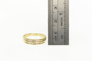 10K Diamond Tiered Channel Wedding Band Ring Yellow Gold