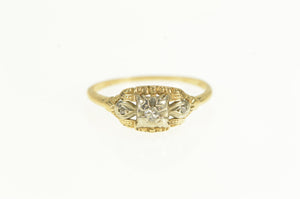 14K 1940's Ornate Diamond Classic Promise Ring Yellow Gold