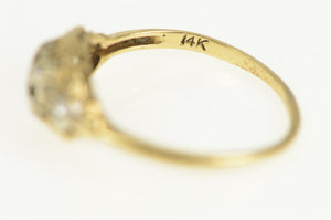 14K 1940's Ornate Diamond Classic Promise Ring Yellow Gold