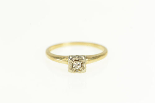 14K 1940's Diamond Solitaire Classic Promise Ring Yellow Gold