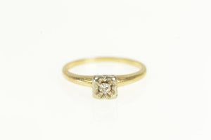 14K 1940's Diamond Solitaire Classic Promise Ring Yellow Gold