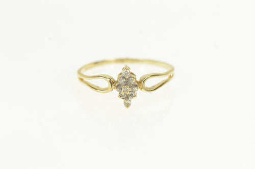 14K Squared Diamond Cluster Statement Vintage Ring Yellow Gold