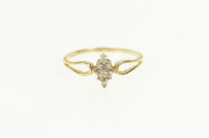 14K Squared Diamond Cluster Statement Vintage Ring Yellow Gold