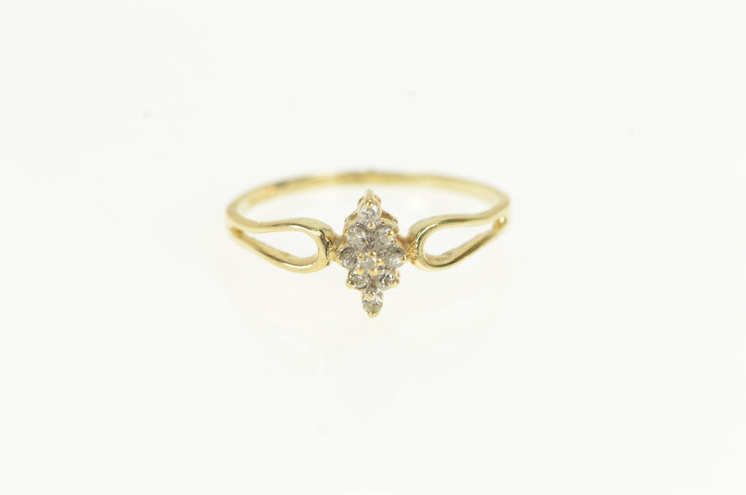 14K Squared Diamond Cluster Statement Vintage Ring Yellow Gold