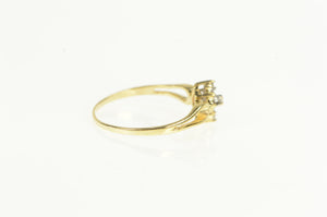 14K Squared Diamond Cluster Statement Vintage Ring Yellow Gold
