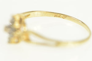 14K Squared Diamond Cluster Statement Vintage Ring Yellow Gold