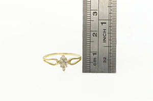 14K Squared Diamond Cluster Statement Vintage Ring Yellow Gold