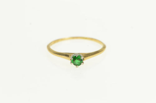 14K Victorian Sim. Emerald Classic Simple Ring Yellow Gold