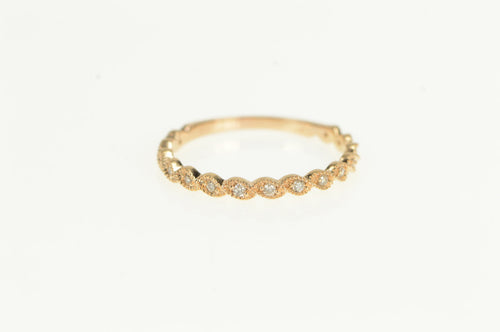 14K Diamond Twist Milgrain Design Statement Ring Rose Gold