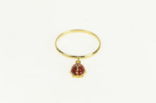 Load image into Gallery viewer, 18K Red Enamel Ladybug Charm Dangle Vintage Ring Yellow Gold