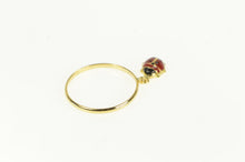 Load image into Gallery viewer, 18K Red Enamel Ladybug Charm Dangle Vintage Ring Yellow Gold